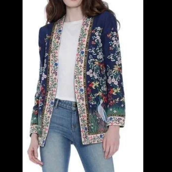 Alice + Olivia linen embroidered blazer size 4 - Picture 5 of 12